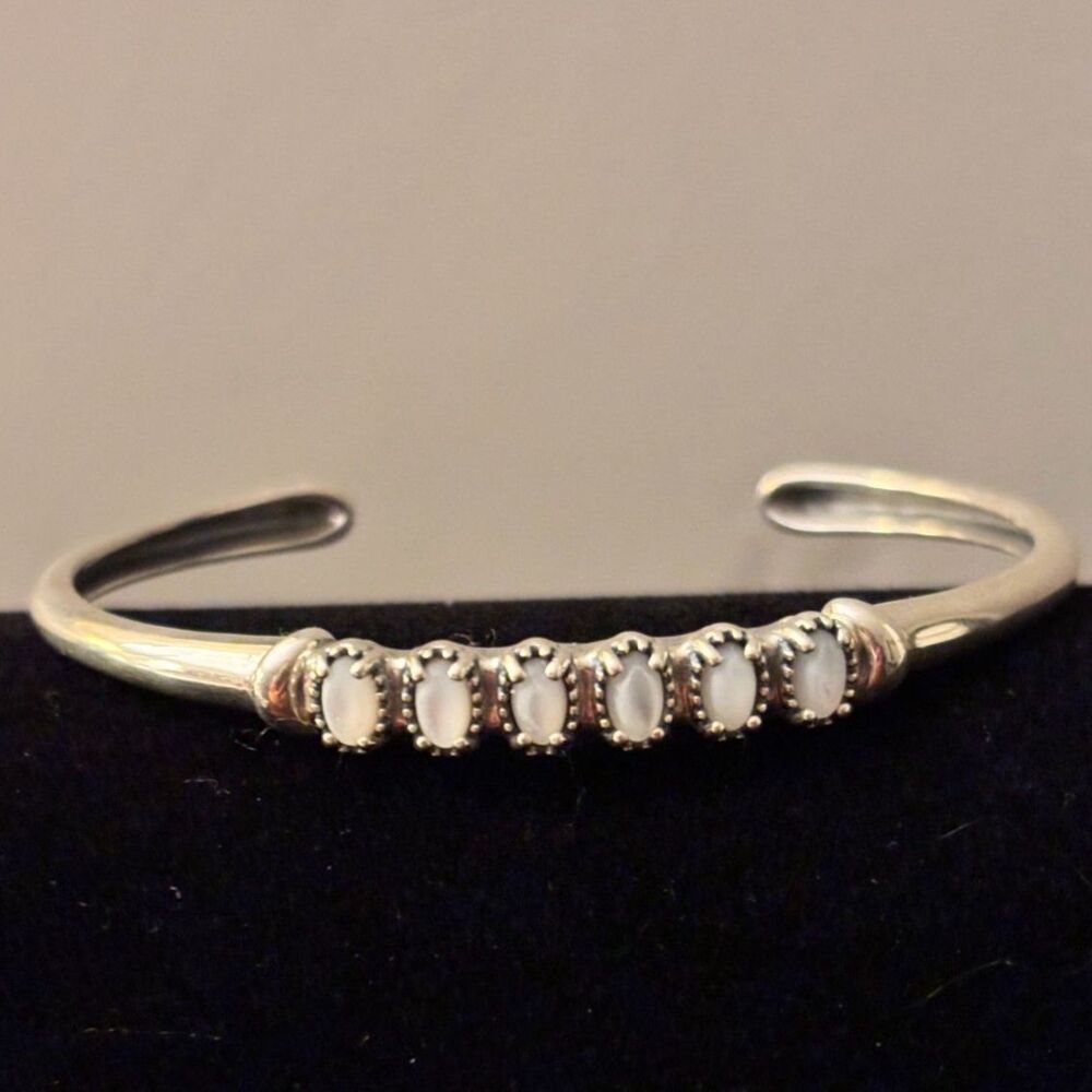 Rare Vintage Carolyn Pollack Moonstone Sterling Silver Bangle Bracelet